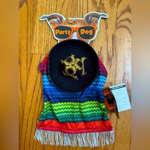 Party Dog Puppy Halloween Costume Robe with Sombrero Size XS/S 2 Piece
